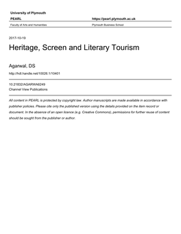 Heritage, Screen and Literary Tourism