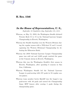 H. Res. 1546 in the House of Representatives, U