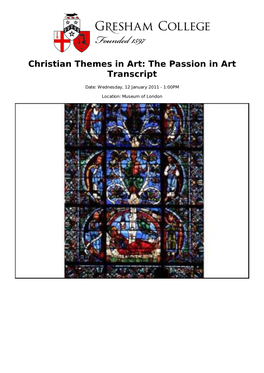 Christian Themes in Art: the Passion in Art Transcript