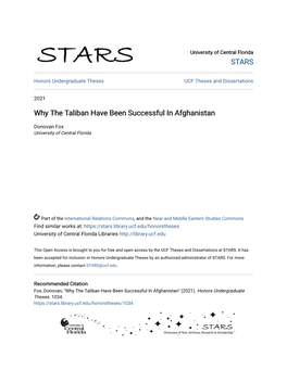 Why the Taliban Have Been Successful in Afghanistan