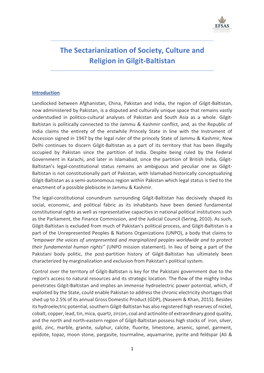 The Sectarianization of Society, Culture and Religion in Gilgit-Baltistan