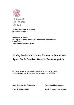 Writing Behind the Scenes: Visions of Gender and Age in Enchi Fumiko's World of Performing Arts
