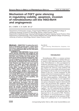 Mechanism of FGF7 Gene Silencing in Regulating Viability, Apoptosis, Invasion of Retinoblastoma Cell Line HXO-Rb44 and Angiogenesis