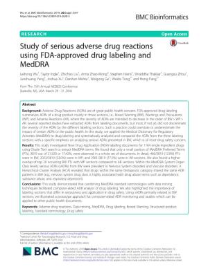 Study of Serious Adverse Drug Reactions Using FDA-Approved Drug Labeling and Meddra