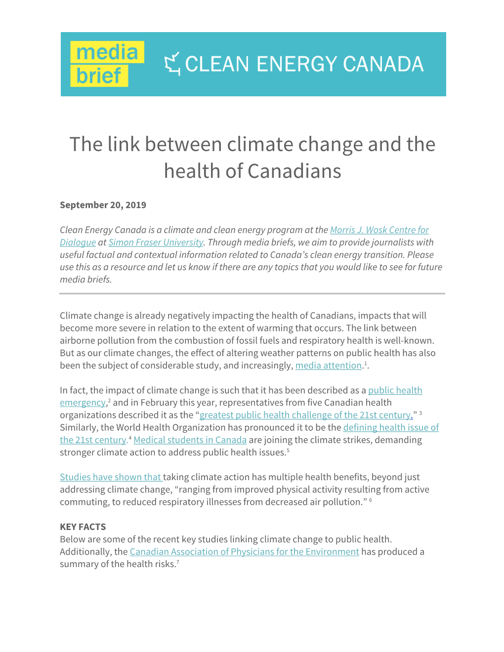 The Link Between Climate Change and the Health of Canadians