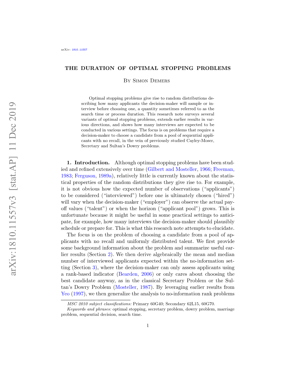 The Duration of Optimal Stopping Problems