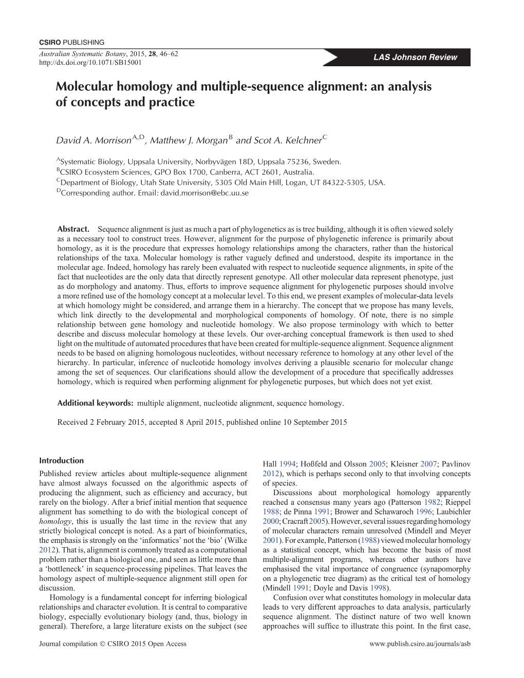 Molecular Homology and Multiple-Sequence Alignment: an Analysis of Concepts and Practice