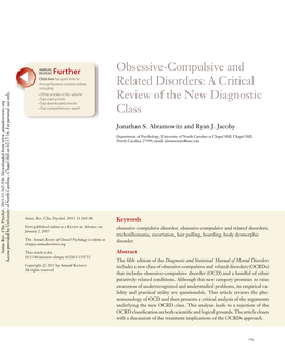 Obsessive-Compulsive and Related Disorders: a Critical Review of the New Diagnostic Class