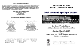 24Th Annual Spring Concert Park Rapids, MN 56470
