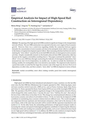 Empirical Analysis for Impact of High-Speed Rail Construction on Interregional Dependency