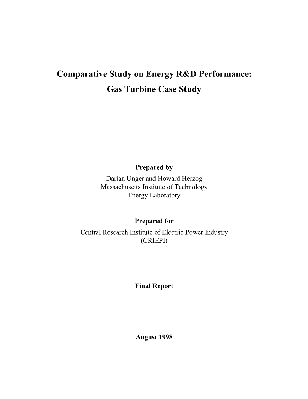 Comparative Study on Energy R&D Performance: Gas Turbine Case