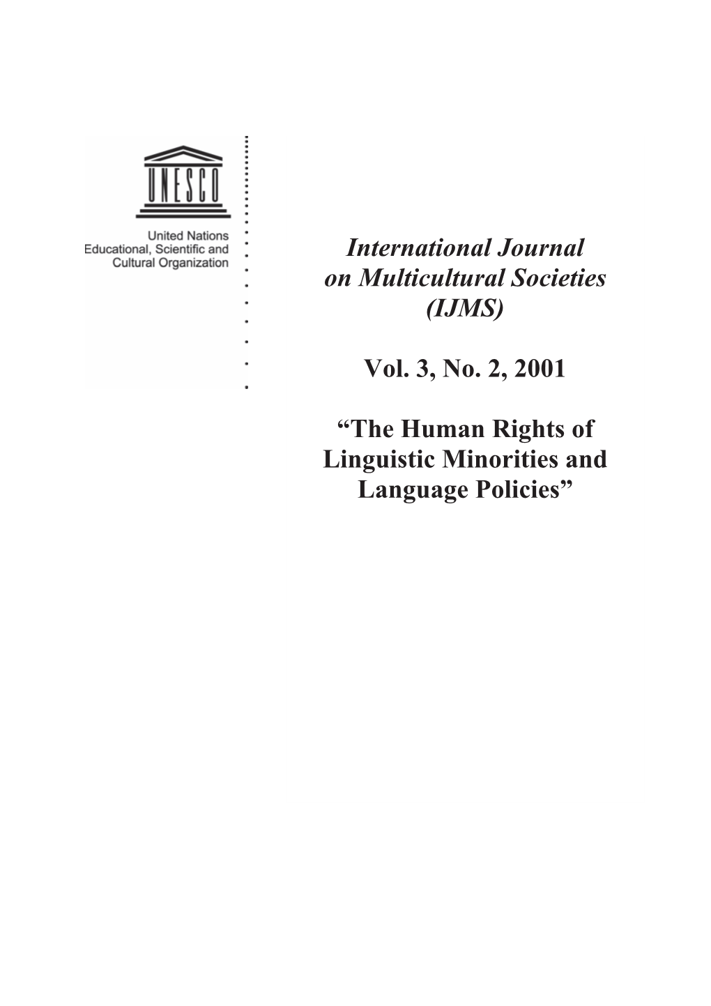 Vol. 3, No. 2, 2001 “The Human Rights of Linguistic Minorities And