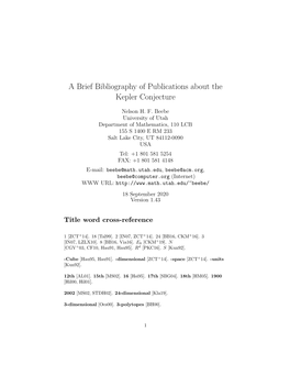 A Brief Bibliography of Publications About the Kepler Conjecture