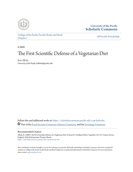 The First Scientific Defense of a Vegetarian Diet