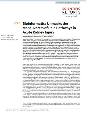 Bioinformatics Unmasks the Maneuverers of Pain Pathways In