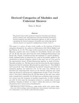 Derived Categories of Modules and Coherent Sheaves