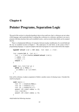 Pointer Programs, Separation Logic
