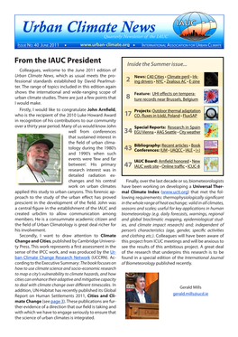 Urban Climate News Quarterly Newsletter of the IAUC