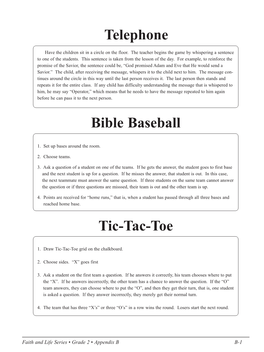 Telephone Tic-Tac-Toe Bible Baseball