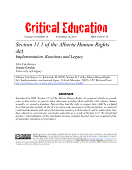 Section 11.1 of the Alberta Human Rights Act Implementation, Reactions and Legacy