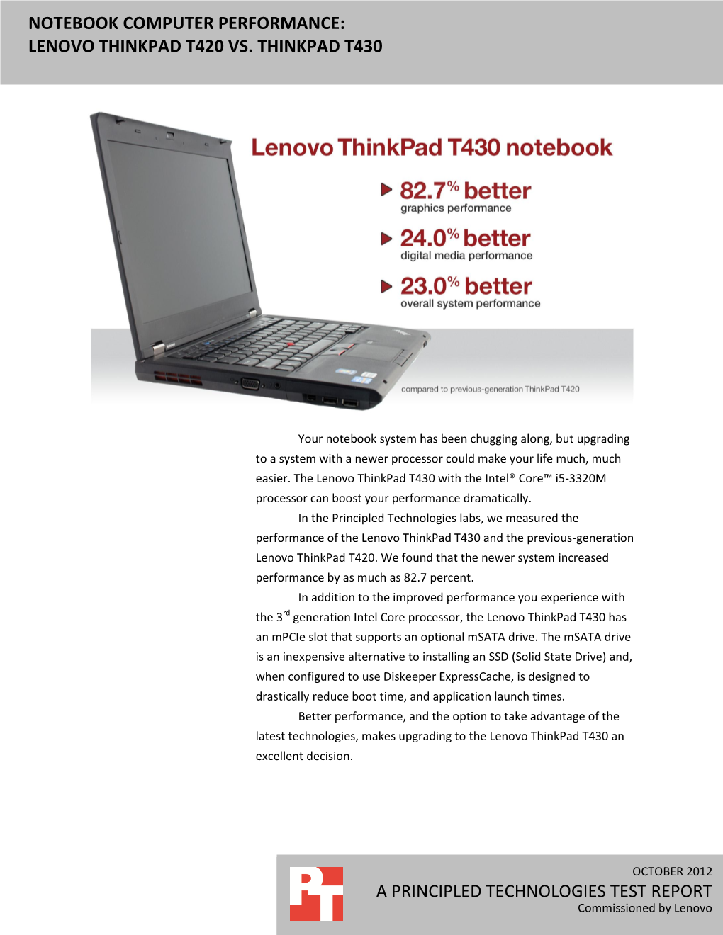 Notebook Computer Performance: Lenovo Thinkpad T420 Vs