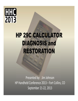 HP 29C CALCULATOR DIAGNOSIS and RESTORATION