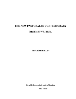 The New Pastoral in Contemporary British Writing 223