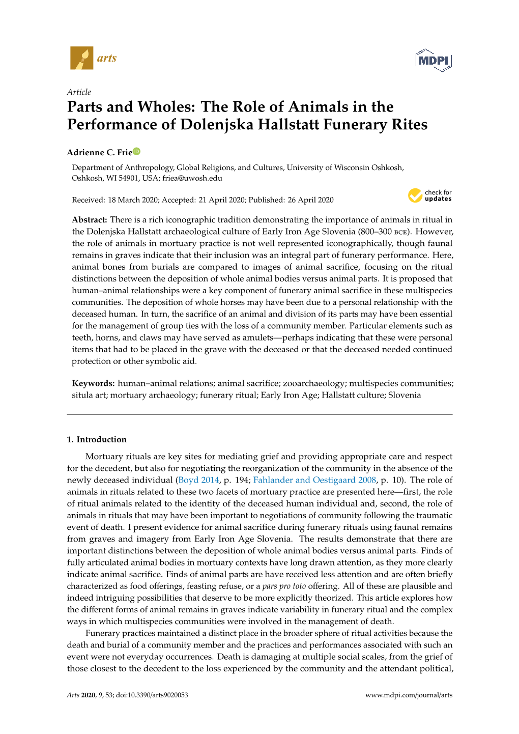 The Role of Animals in the Performance of Dolenjska Hallstatt Funerary