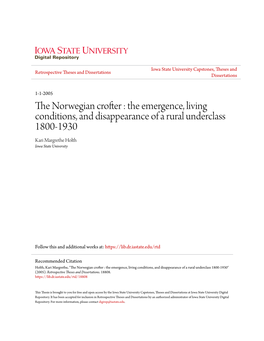 The Norwegian Crofter: the Emergence, Living Conditions, and Disappearance of a Rural Underclass 1800-1930