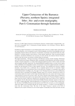 Upper Cretaceous of the Barranca (Navarra, Northern Spain); Integrated Litho-, Bio- and Event Stratigraphy