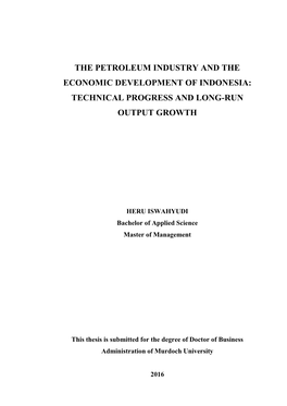 The Petroleum Industry and the Economic Development of Indonesia: Technical Progress and Long-Run Output Growth
