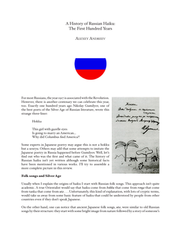 A History of Russian Haiku: the First Hundred Years