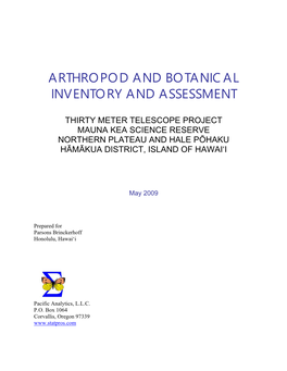 Arthropod and Botanical Inventory and Assessment Thirty