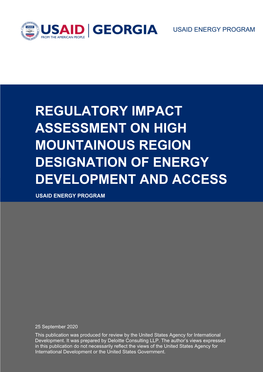 Regulatory Impact Assessment on High Mountainous Region Designation of Energy Development and Access