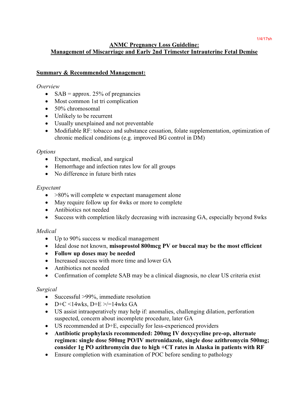 ANMC Pregnancy Loss Guideline: Management Of Miscarriage And Early 2Nd ...