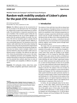 Random-Walk Mobility Analysis of Lisbon's Plans for the Post-1755