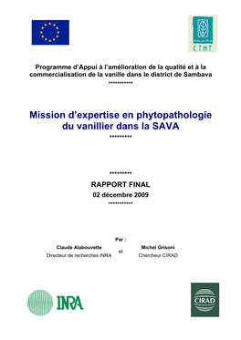 Mission D'expertise En Phytopathologie Du Vanillier Dans La