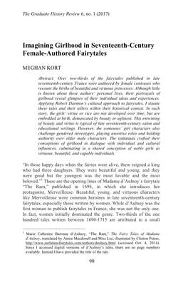 Imagining Girlhood in Seventeenth-Century Female-Authored Fairytales