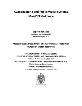 Massdep Guidance: Cyanobacteria and Public Water Systems, APR2021