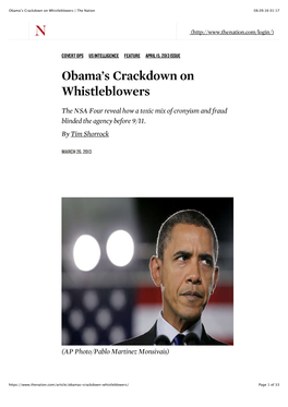 Obama's Crackdown on Whistleblowers