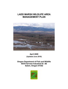 Ladd Marsh Wildlife Area Management Plan