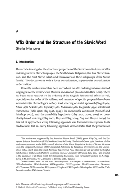 Affix Order and the Structure of the Slavic Word Stela Manova