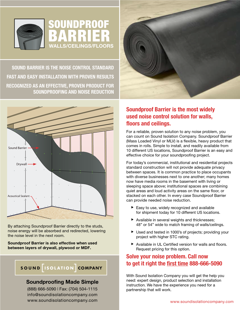 Soundproof Barrier Is the Most Widely Used Noise Control Solution for Walls, ﬂoors and Ceilings