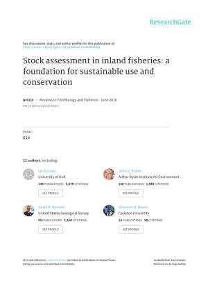 Stock Assessment in Inland Fisheries: a Foundation for Sustainable Use and Conservation