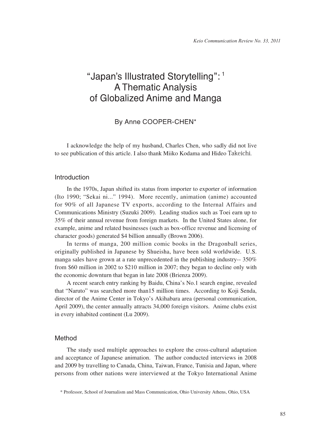 “Japan's Illustrated Storytelling”:1 a Thematic Analysis of Globalized