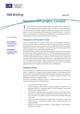AIIB Briefing Nenskra HPP Project, Georgia