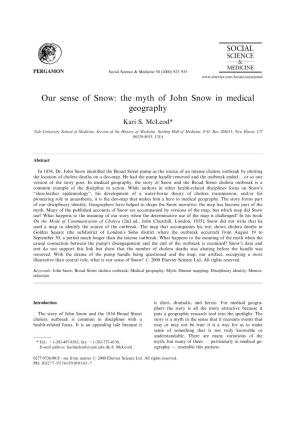 The Myth of John Snow in Medical Geography