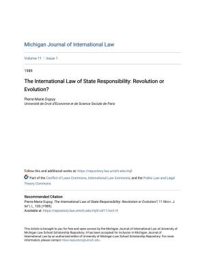 The International Law of State Responsibility: Revolution Or Evolution?