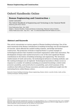 Roman Engineering and Construction