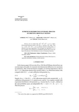 Supremum Distribution of Bessel Process of Drifting Brownian Motion